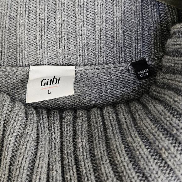 CAbi Eden Pullover Turtleneck Knit Sweater Gray Floral Flare Sleeve Large Casual - Picture 6 of 14